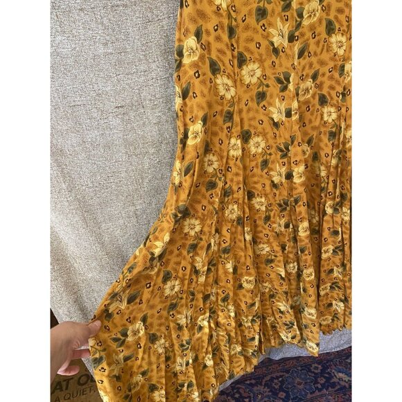 Vintage Y2K 90s Sarah Richards Plus Floral Circle Skirt Sz 12 Yellow Sleeveless - Picture 2 of 10